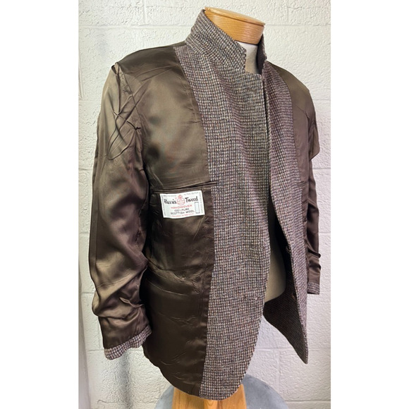 Vintage Harris Tweed Sport Coat Men's 42 Brown Herringbone Scottish Wool Jacket - Picture 10 of 12